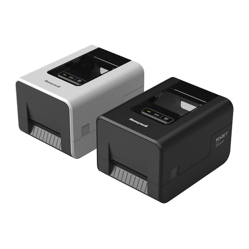 Impresora de etiquetas Honeywell PC42E-T de sobremesa, versiones negra y blanca