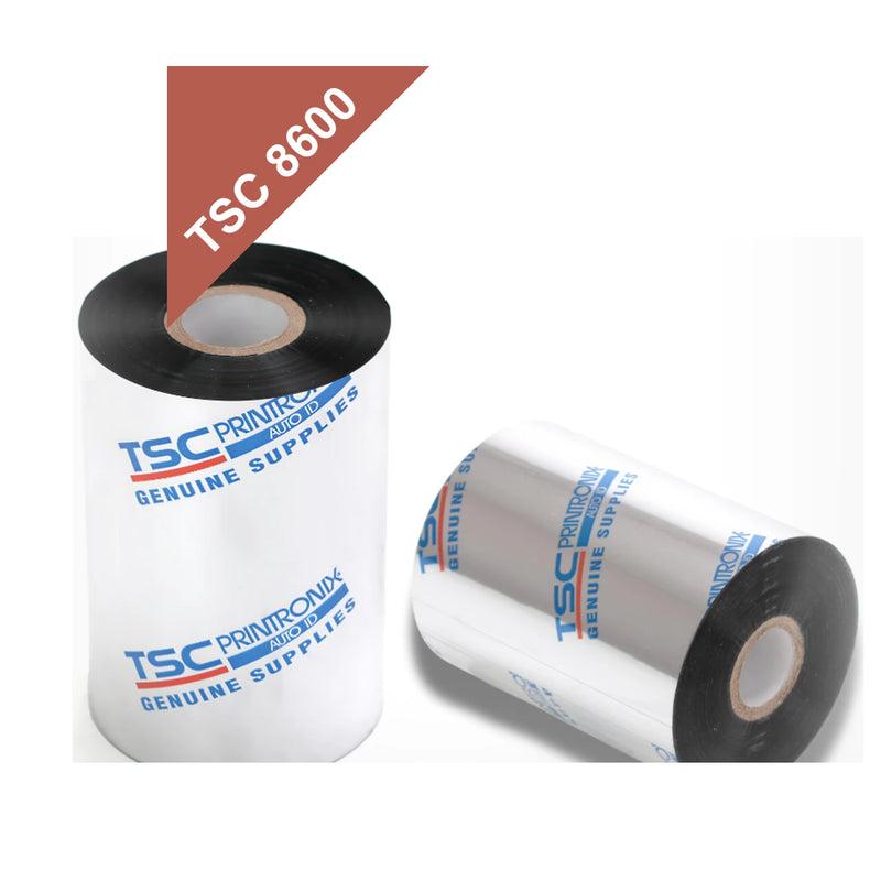 Ribbon de resina TSC 8600 de 110 mm por 300 metros, dos rollos con mandril de 25,4 mm